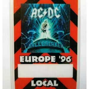 AC/DC Vintage Backstage Pass Ballbreaker Laminated Hard Rock Music 1996